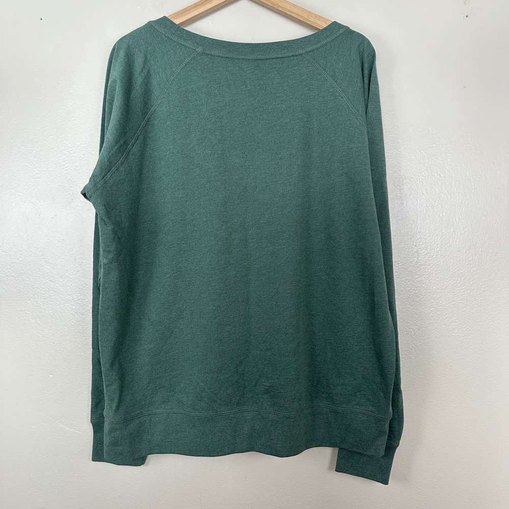 Instant Message‎ Women's 2XL Sweatshirt Green Coven Cat Cafe Graphic Pullover - Picture 2 of 7